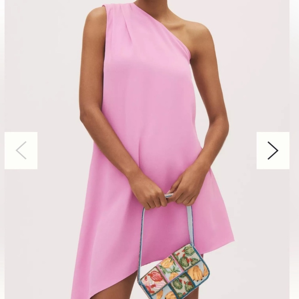 Anthro Endless Rose Vibrant Pink One-Shoulder Dress